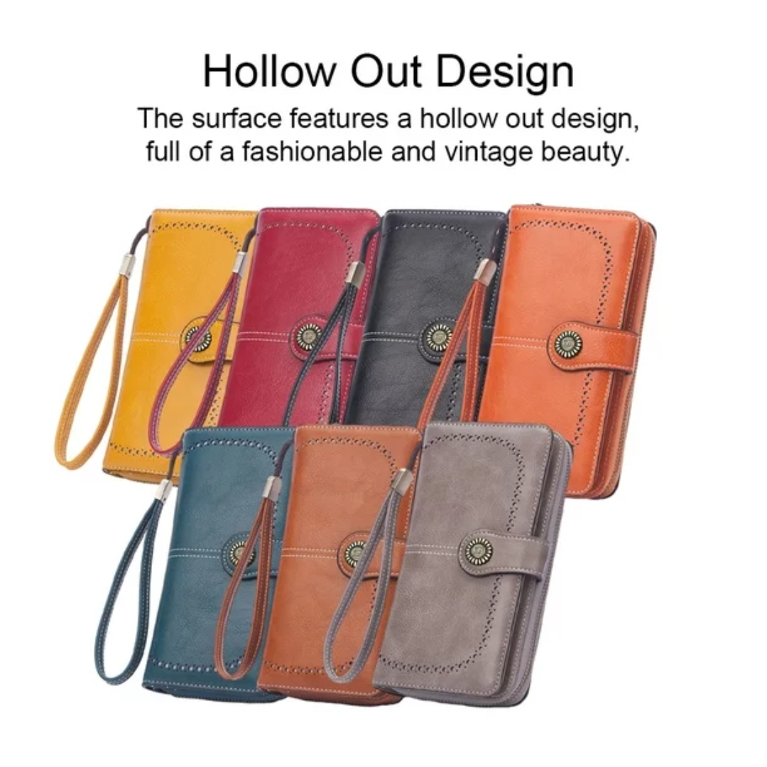 Leather wallet with strap | Large capacity-Elly Rose