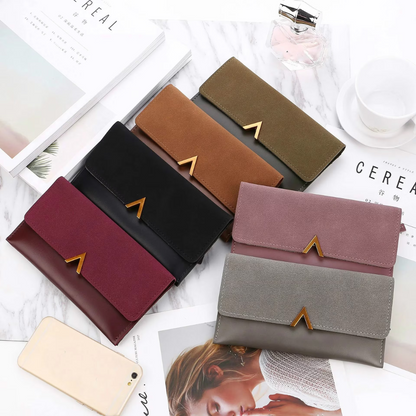 Suede leather wallet | Large and modern-Elly Rose
