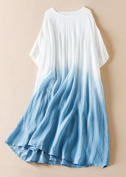 Arima - Gradient colored dresses with half-sleeves and pointed necklines