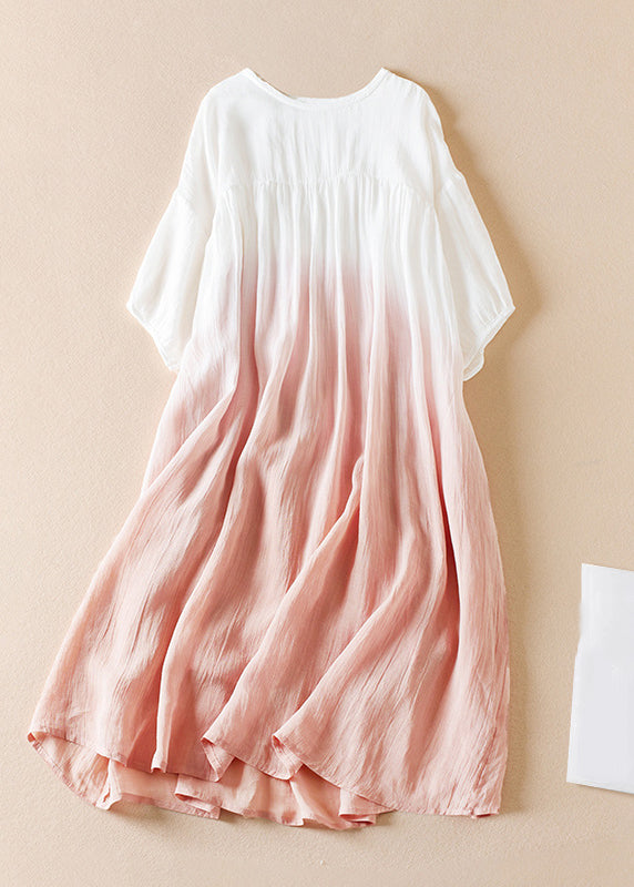 Arima - Gradient colored dresses with half-sleeves and pointed necklines