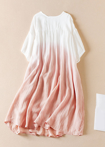 Arima - Gradient colored dresses with half-sleeves and pointed necklines