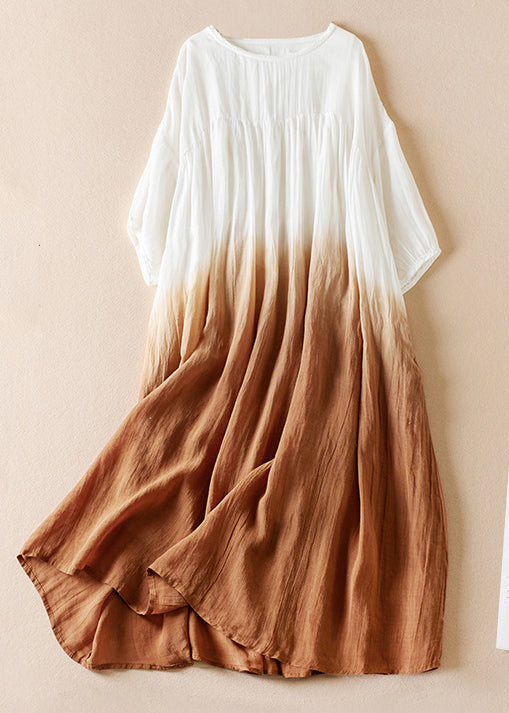 Arima - Gradient colored dresses with half-sleeves and pointed necklines