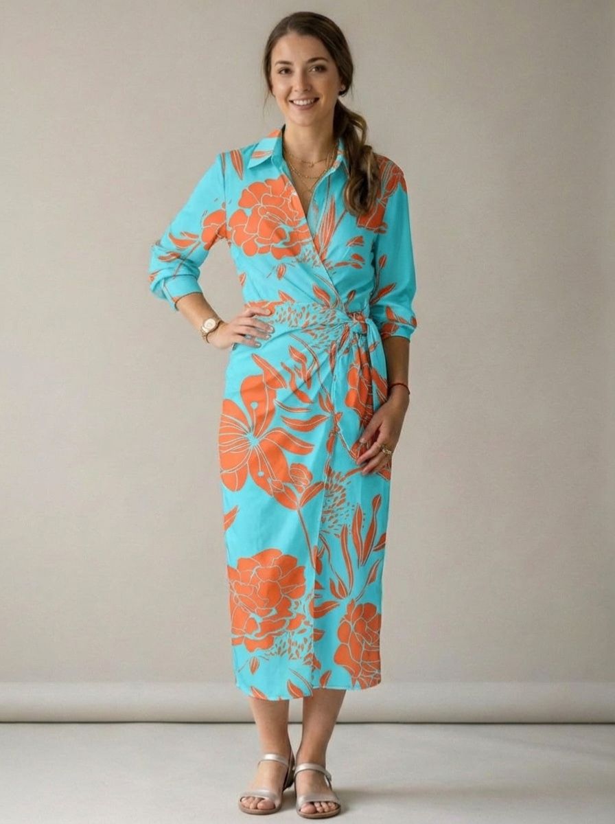 Louisa | Colorful Summer Dress With Wrap & Collar