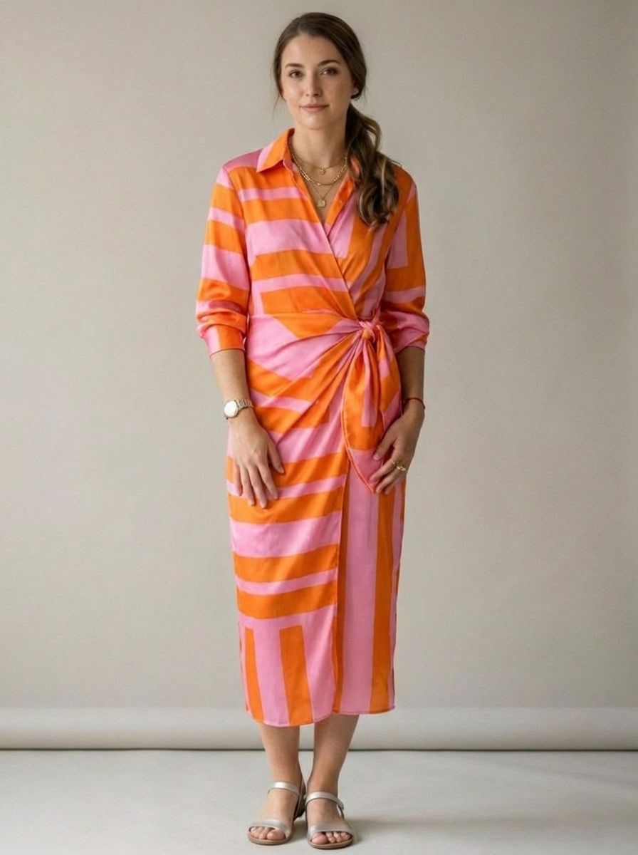 Louisa | Colorful Summer Dress With Wrap & Collar