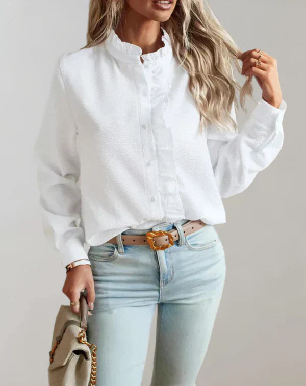 Ciara - Elegant long-sleeved blouse with ruffles