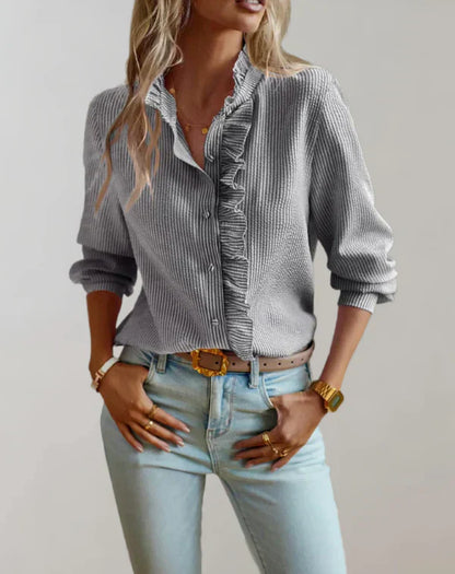 Ciara - Elegant long-sleeved blouse with ruffles