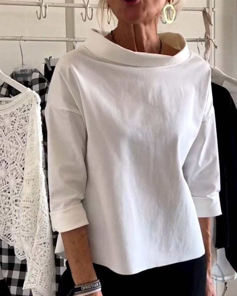Elegant 3/4-sleeve blouse with boat neck ladies