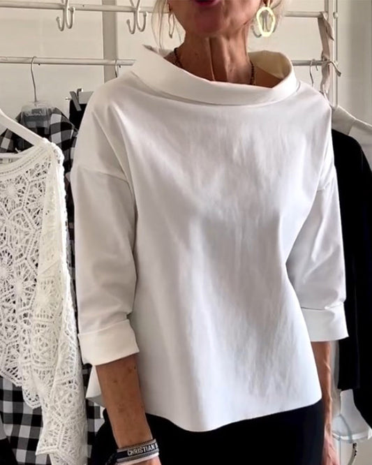 Elegant 3/4-sleeve blouse with boat neck ladies