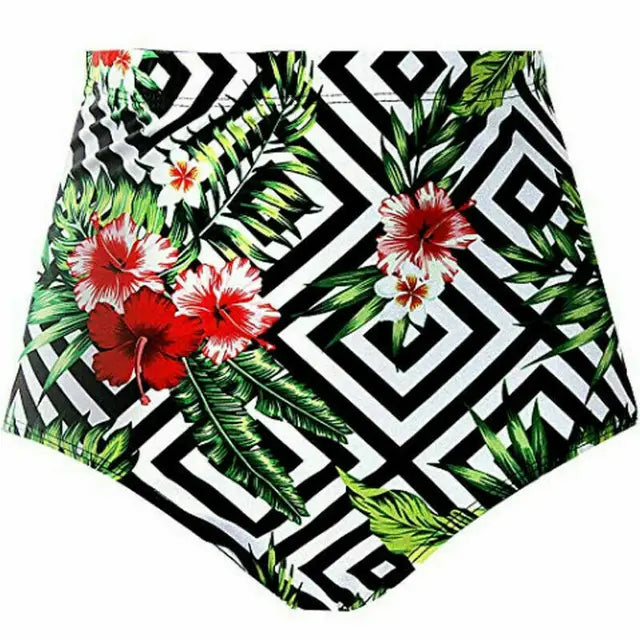 Finja - Summer Women's High Waisted Bikini Bottom Floral Swimsuit