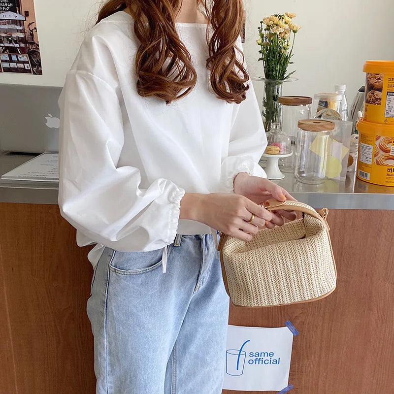 Trendy woven straw backpack-Elly Rose