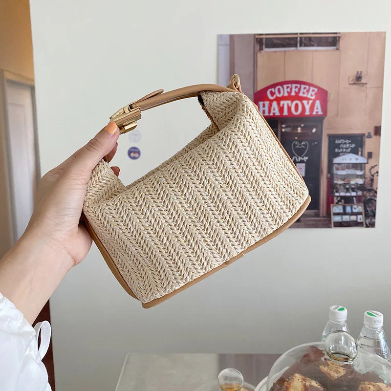 Trendy woven straw backpack-Elly Rose