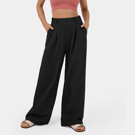 High-waisted straight-leg pants for women