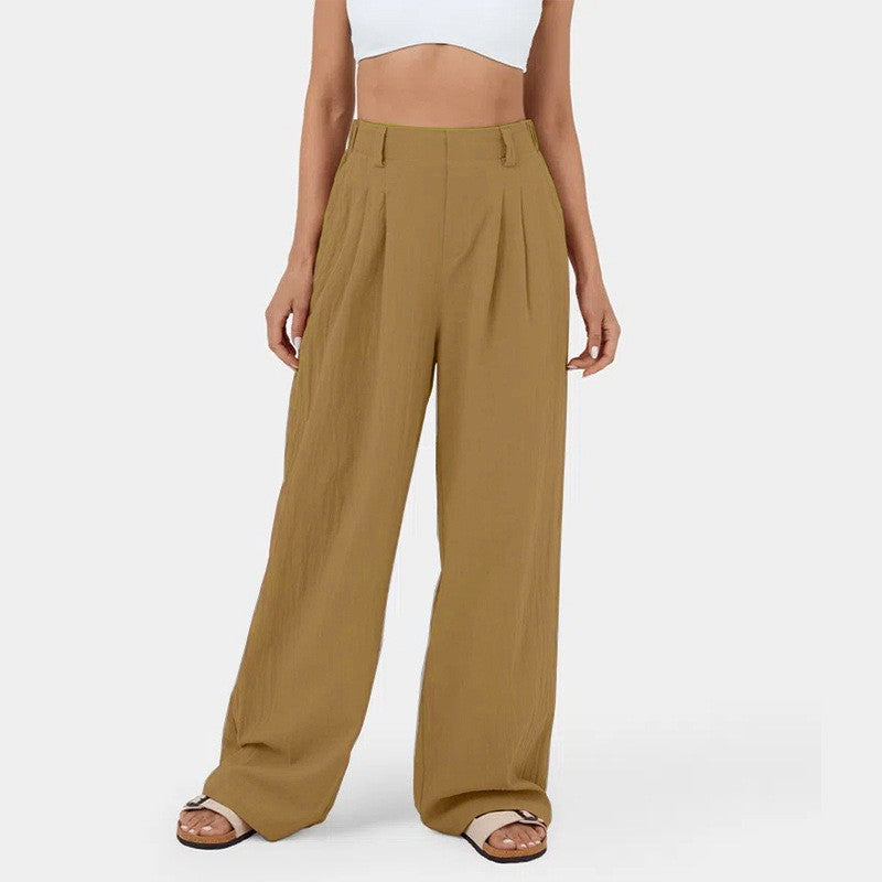 High-waisted straight-leg pants for women