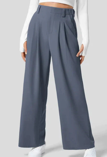 High-waisted straight-leg pants for women