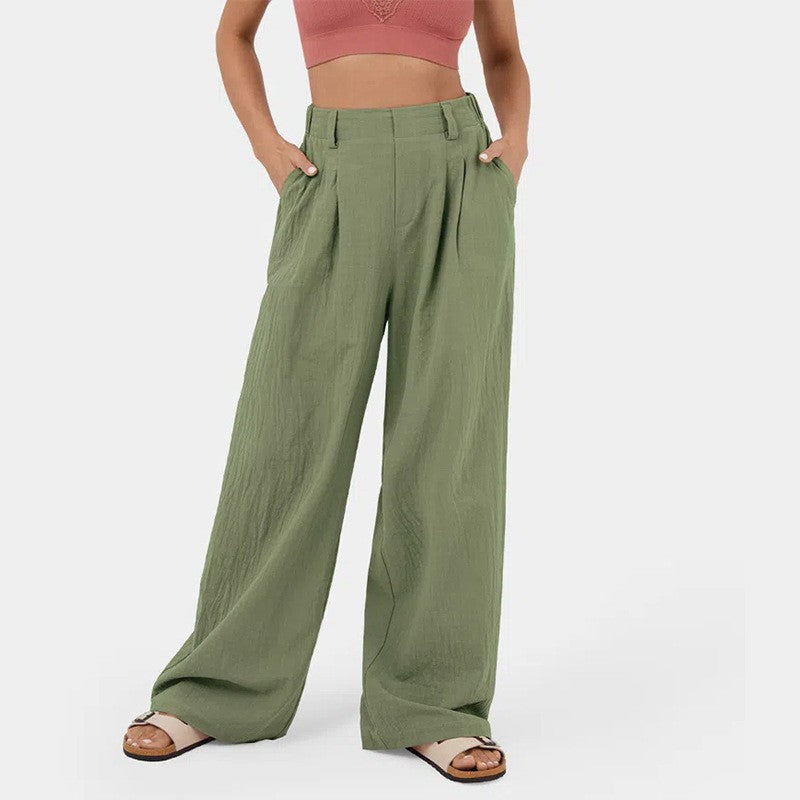 High-waisted straight-leg pants for women