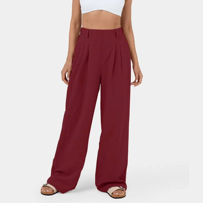 High-waisted straight-leg pants for women