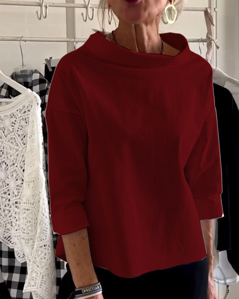 Elegant 3/4-sleeve blouse with boat neck ladies
