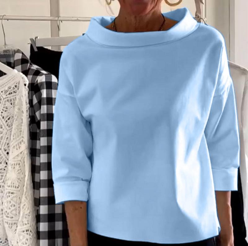 Elegant top with high collar for women