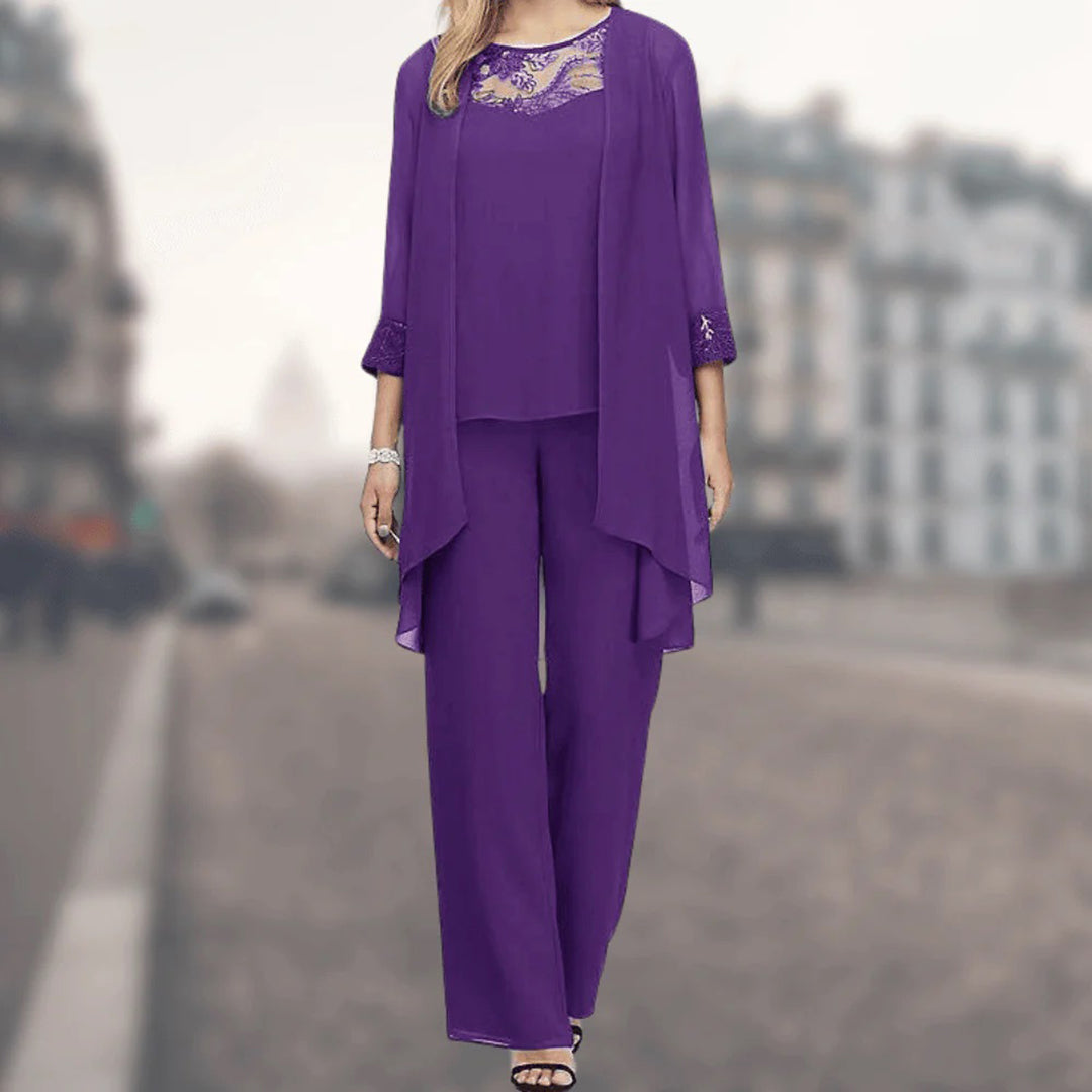 Elegant three-piece cardigan set - Constanz