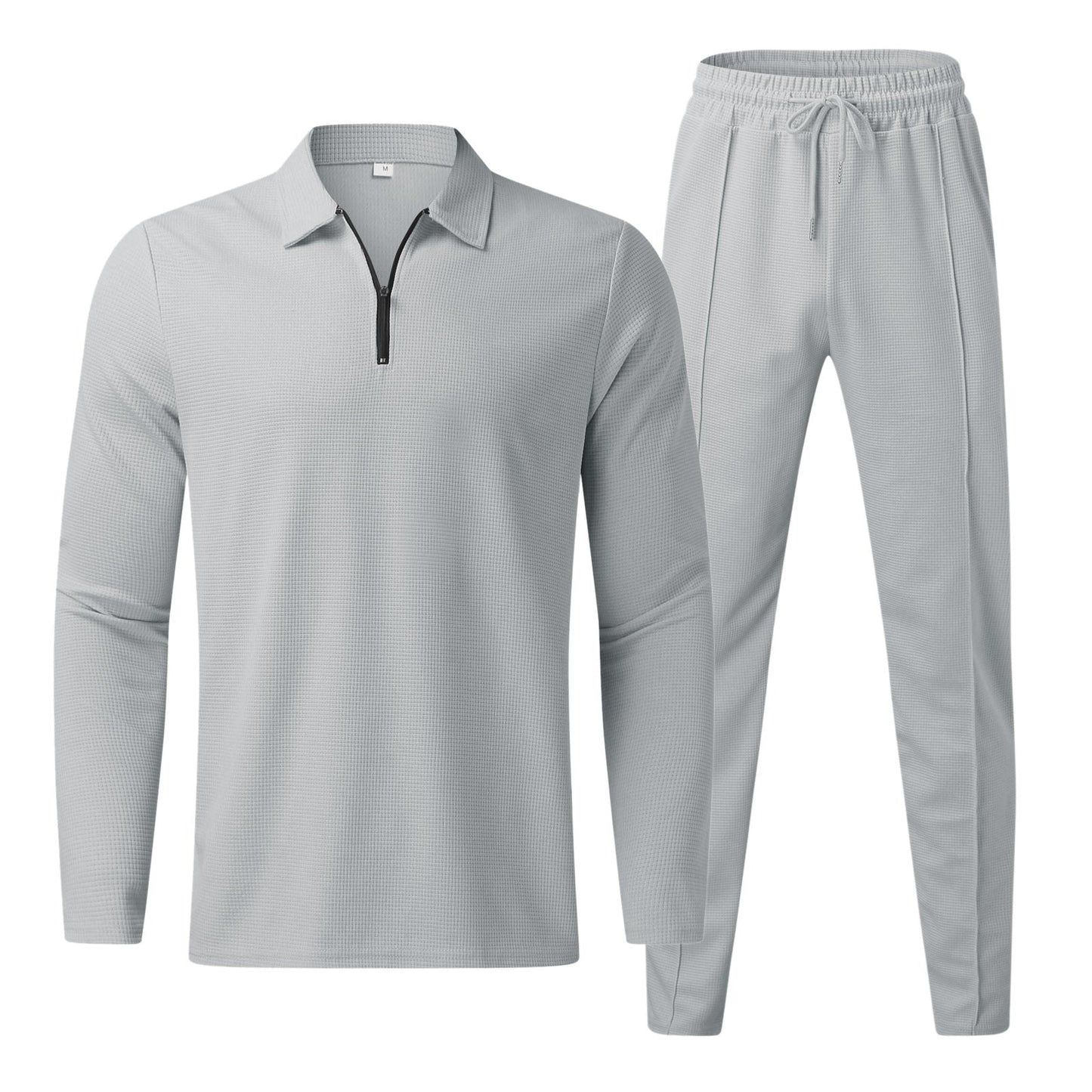 Caspian - Zip-up polo shirt and slim-fit trouser set