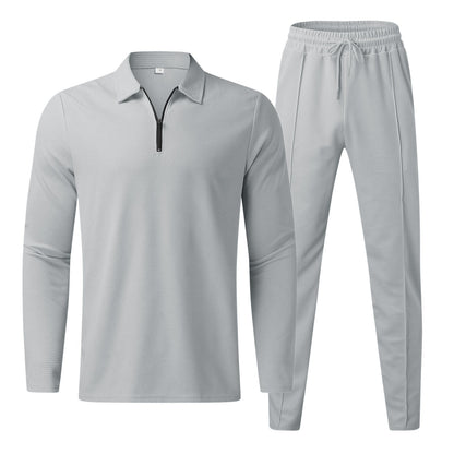 Caspian - Zip-up polo shirt and slim-fit trouser set