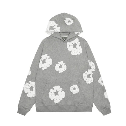 Declan | Denim hoodie with floral print and hoodie