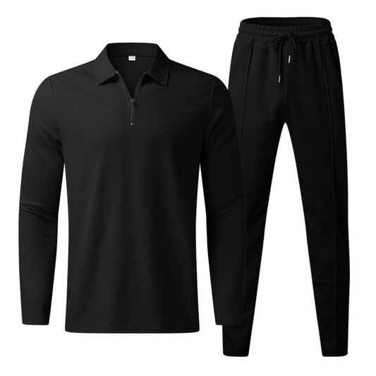 Caspian - Zip-up polo shirt and slim-fit trouser set