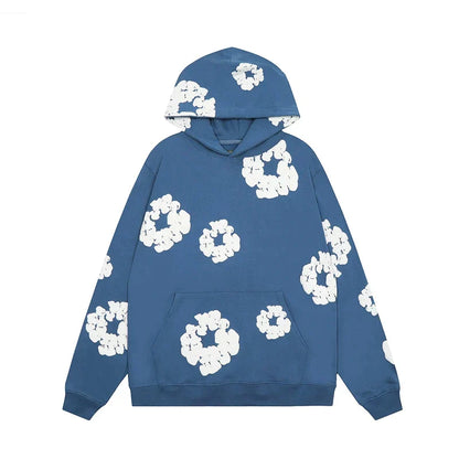 Declan | Denim hoodie with floral print and hoodie