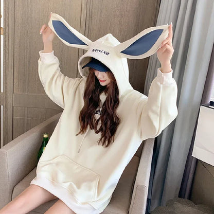 Felicity - Thick fleece-lined hooded jacket with bunny ears for women