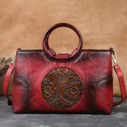 Mille - Leather handbag with vintage embossing-Elly Rose