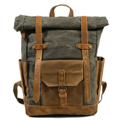 Finn | Military canvas backpack with wheels for hiking and laptop computer-Elly Rose