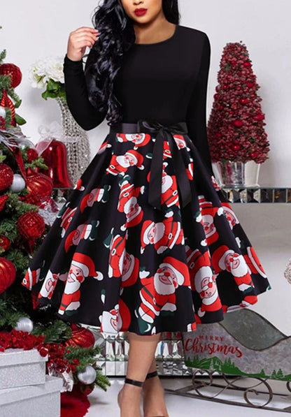 Aveena - Classic vintage swing dress with long sleeves.