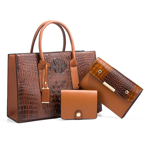 Sabina | Elegant crocodile handbag, wallet and clutch set