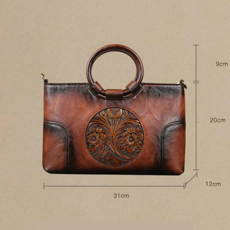 Mille - Leather handbag with vintage embossing-Elly Rose