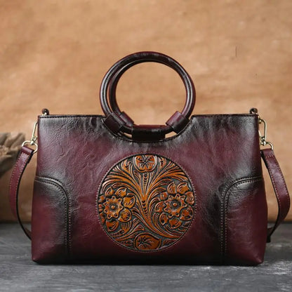 Mille - Leather handbag with vintage embossing-Elly Rose