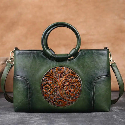 Mille - Leather handbag with vintage embossing-Elly Rose