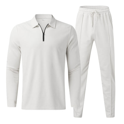 Caspian - Zip-up polo shirt and slim-fit trouser set