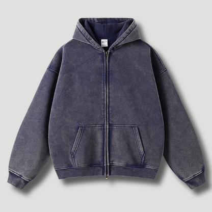 Timo - Zip hoodie in a washed-out vintage look