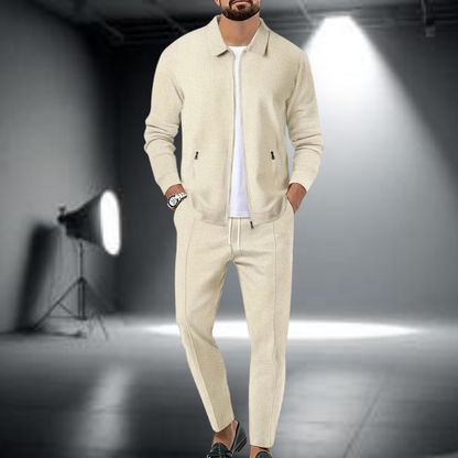 Classic sporty 2-piece training set with long-sleeved jacket and jogging bottoms