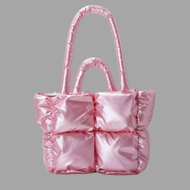 Enna - Stamp-shaped metal carrier bag with gathered design