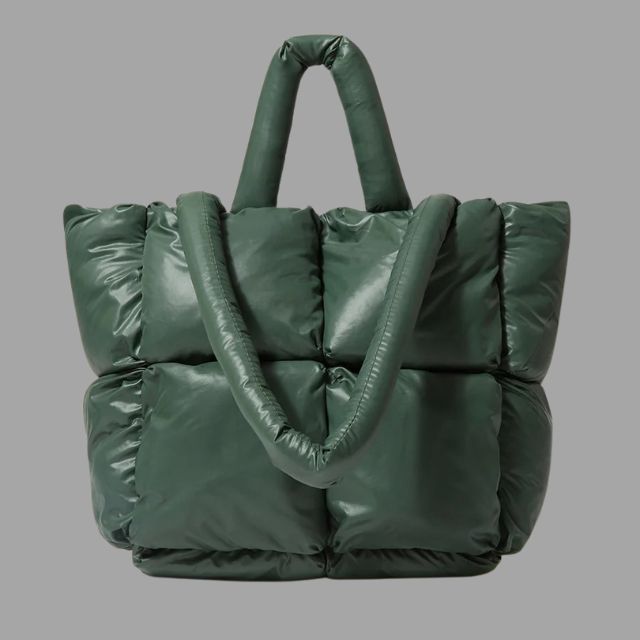 Enna - Stamp-shaped metal carrier bag with gathered design