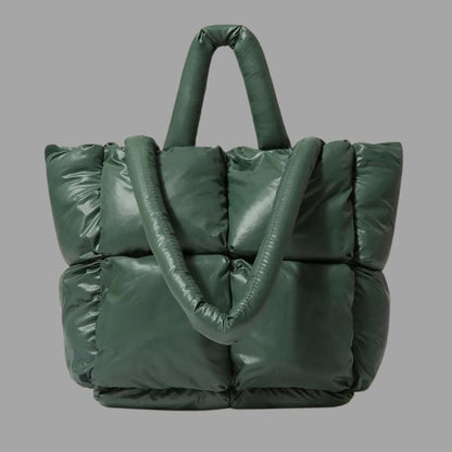Enna - Stamp-shaped metal carrier bag with gathered design