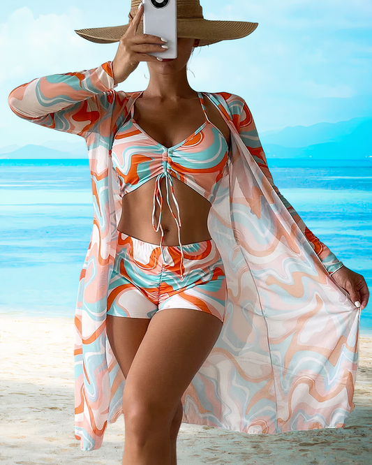 Penélope® | Cover-up high-waisted bikini set