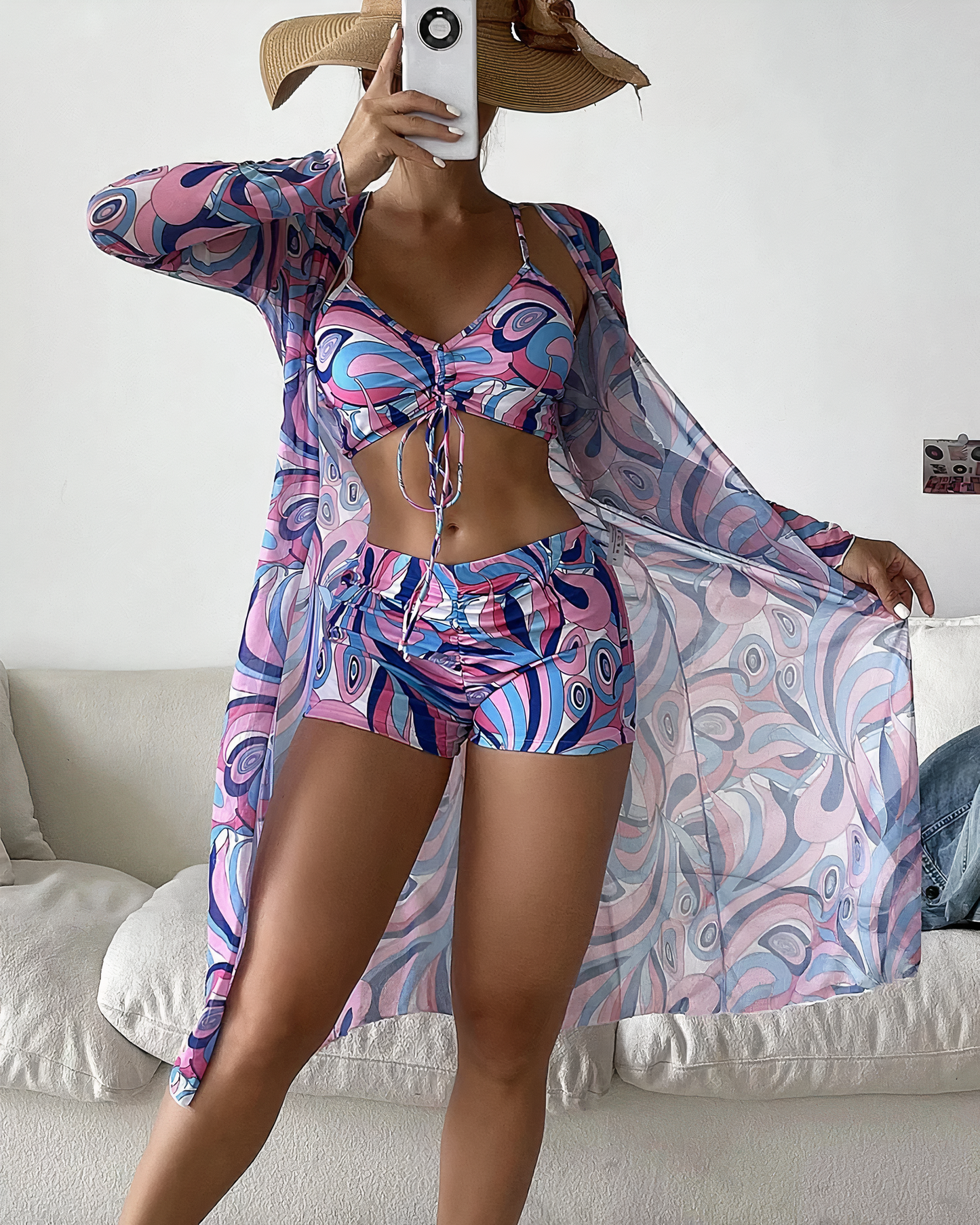 Penélope® | Cover-up high-waisted bikini set