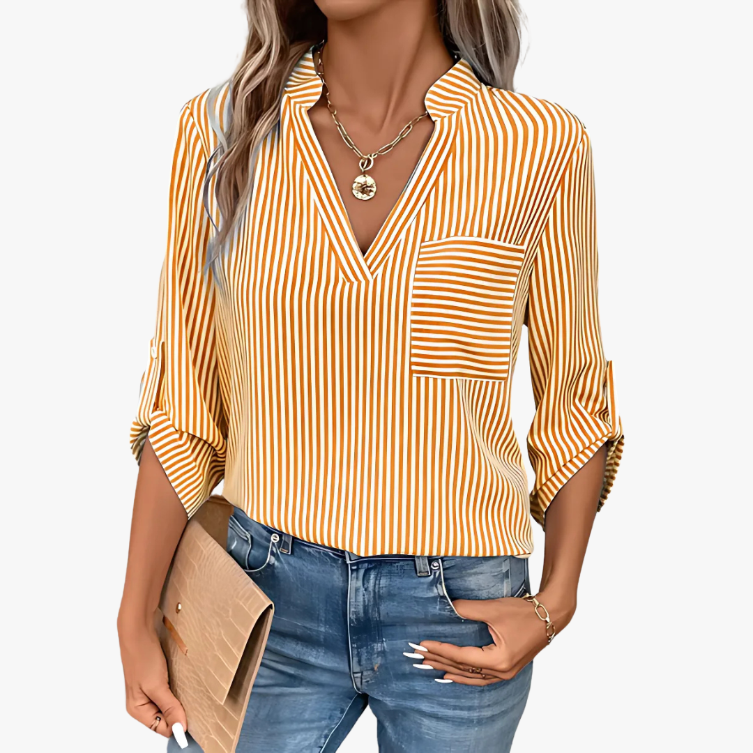 Striped elegant ladies blouse
