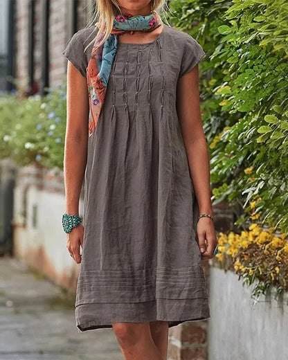 Maisie - Casual vintage plain linen dresses for women