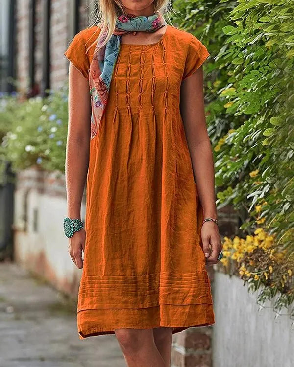 Maisie - Casual vintage plain linen dresses for women