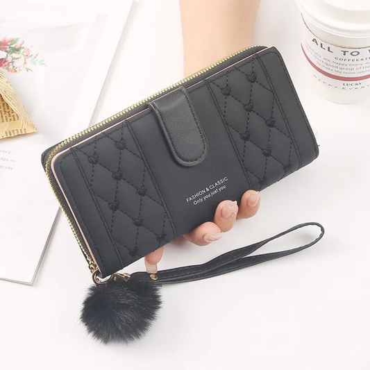 Wallet with embroidered heart motif | With practical hand strap!-Elly Rose