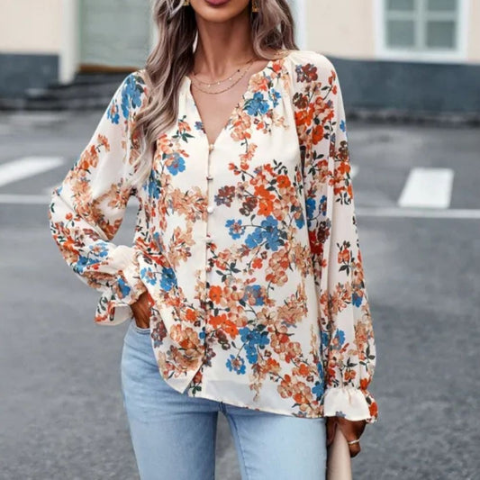 Amelia | Casual Floral Chiffon Blouse