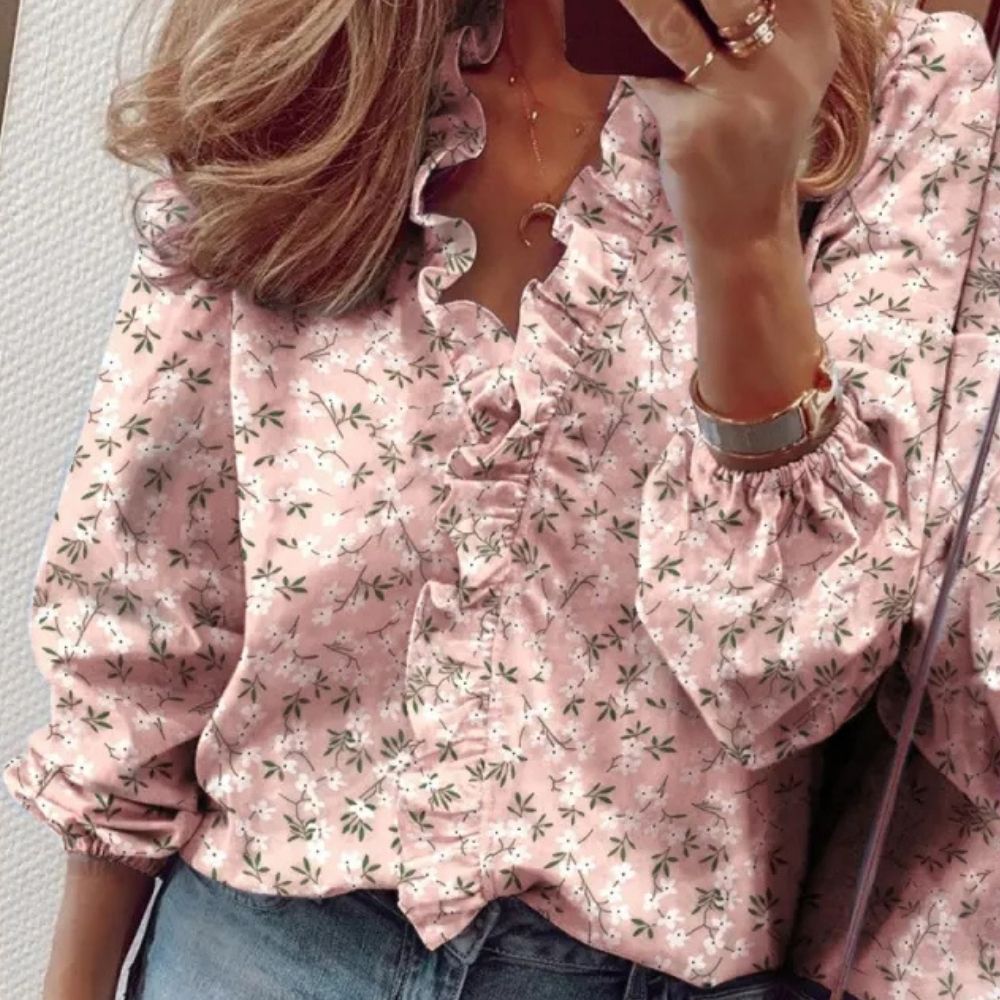 Camille | Long-Sleeve Ruffled Blouse